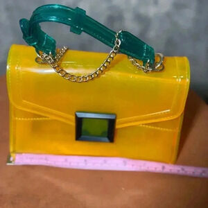 Transparent Yellow and Green Shoulder Bag